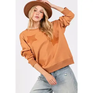 SAGE + FIG Star Patch Long Sleeve Sweatshirt