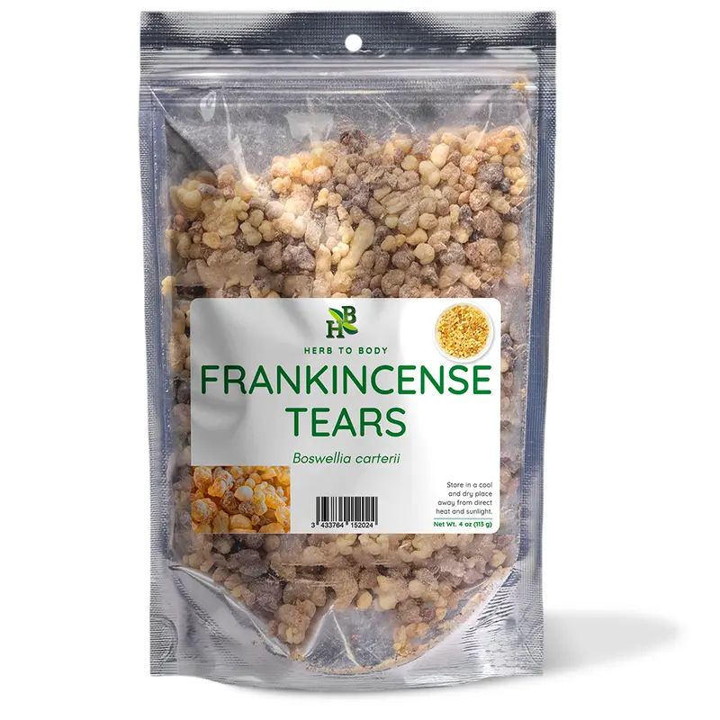 Herb To Body Halal Boswellia Tree Sun-Hardened Tears Herbal Supplement, 4oz (113g/113 Servings) & 1lb (464g) Resealable Storage Bags, Aroma-Boosting Resin for Infused Water (1-2 Tears/Approx.1g Per Use, Add To Water)