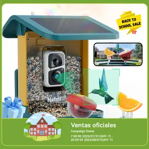 Nafnti 2K Smart Bird Feeder with Camera for Outdoor, Solar Powered, AI Identify 10,000+ Birds, 1.8L, IP65 Waterproof, Squirrel Proof, Live View Alerts, Various DIY Addons, Ideal Gift for Bird Watching
