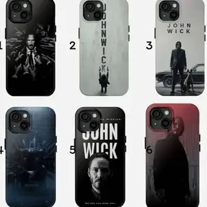 John Wick Baba Yaga Gun Action Thriller Film Series Movie Cinematic Fan Gift Art Trendy Tough Phone Case. Edgy Dark Aesthetic Heavy Duty Shockproof Protective Smartphone Cover for iPhone 17 Pro Max 16 Air 15 14 13 12 11.