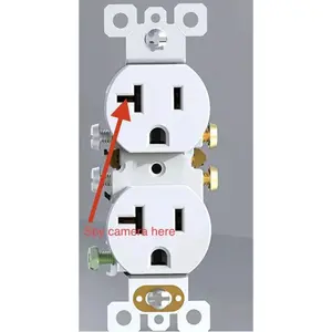 Hardwired Receptacle Wall Outlet Plug With Wifi 4K/1080P Camera with Audio for Home and Office Security Parental Monitoring of Underage Children Live Streaming Alerts