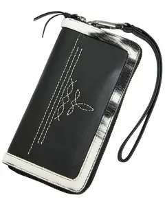 Shyanne Women's Delcy  Full-Zip Boot Stitch Wallet - Saho25wt2-Blk