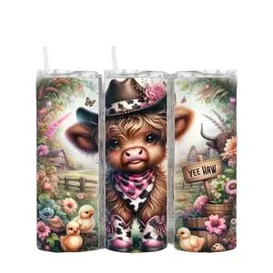 Portable Highland Cowgirl 20oz Tumbler with Straw &  Lid