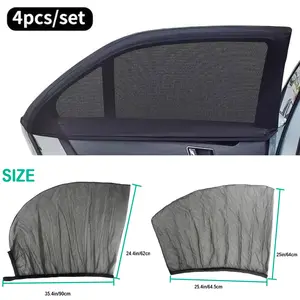 4PCS Car Side Window Sunshade Mosquito Net,Privacy Mesh Screen,Anti-Insect Curtain,Anti-Mosquito & UV Protection,Full Coverage,Compatible with Most Cars,for Safe Driving,Travel and Camping