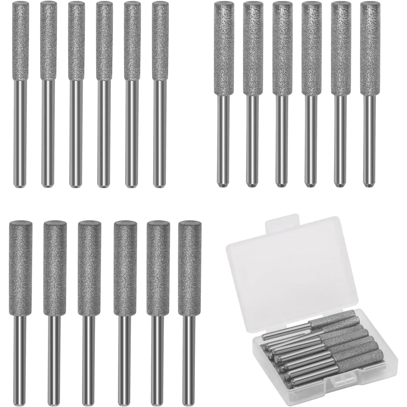 18 count  Chainsaw Sharpener Chainsaw  Sharpener in 3 Size  Chainsaw Sharpener Burr, Polishing Grinding Tool for Electric Chain , Stone Carvings, (4mm, 4.8mm, 5.5mm)