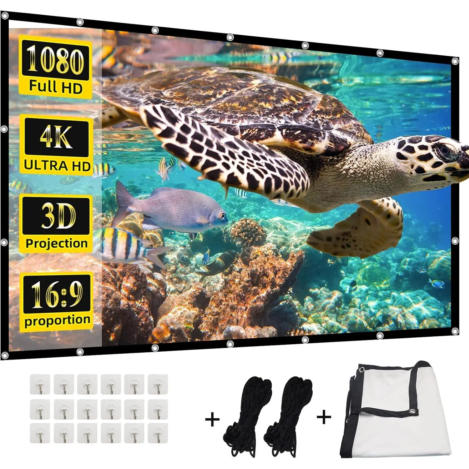 200 inches Projector Screen, 4K 16:9 HD Rear Front Projector Screen Foldable Projection Screen Double-Sided Portable Outdoor Projector Screen for Movie Home Theater Yard Travel (200)