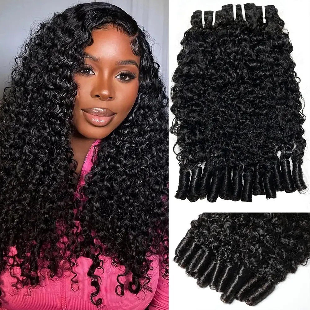 Burmese Curly Bundles Human Hair 100% Unprocessed 12A Virgin Raw Burmese Curly Bundle with Spiral Curls End Real Human Hair Extensions Quick Weave Natural Black
