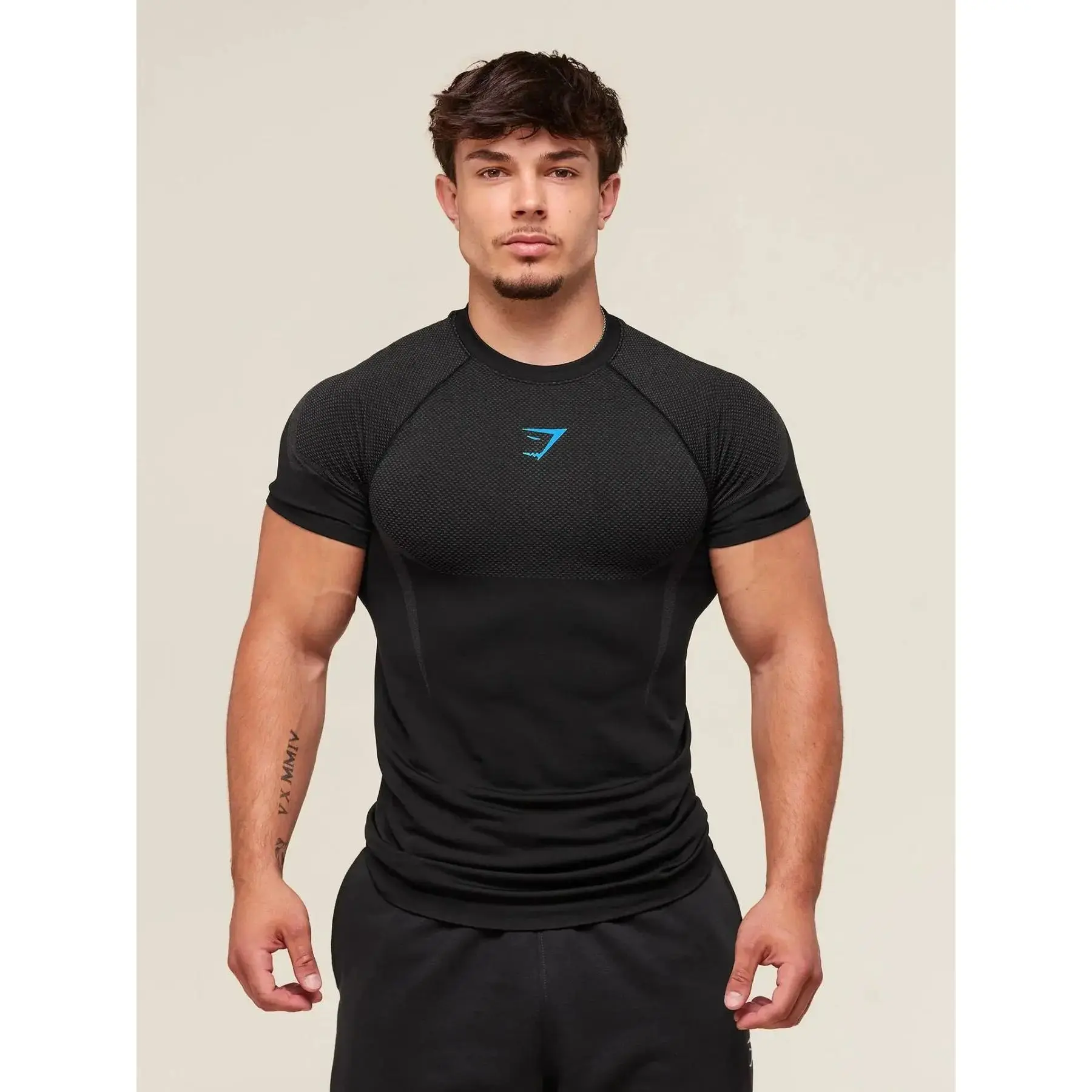 Men's Fitness Shirt, Casual Running Quick-Dry Breathable Tight-Fit Short Sleeve T-Shirt, Muscle Shaping Sports Wear, Gym Workout Top, High Breathable Activewear