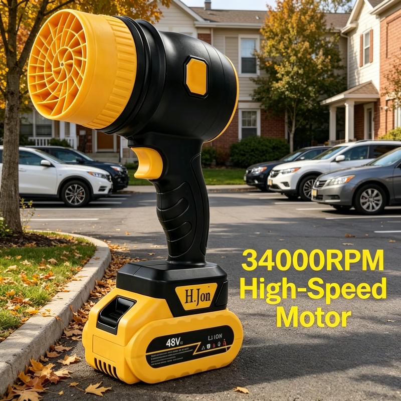 Cordless leaf blower, brushless dust collector, 3400 rpm, handheld electric dust collector for household cleaning, automobiles, and outdoor use. 21V mini dry blower fan, American standard two plug