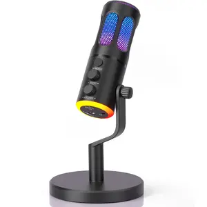 Facmogu SU8 USB Gaming Microphone, XLR Condenser Gaming Microphone for Live Streaming and Podcasting with Mute, Gain, RGB Controls, PC Microphone for Game Streaming, Recording Studio, Online Chat Button Noise