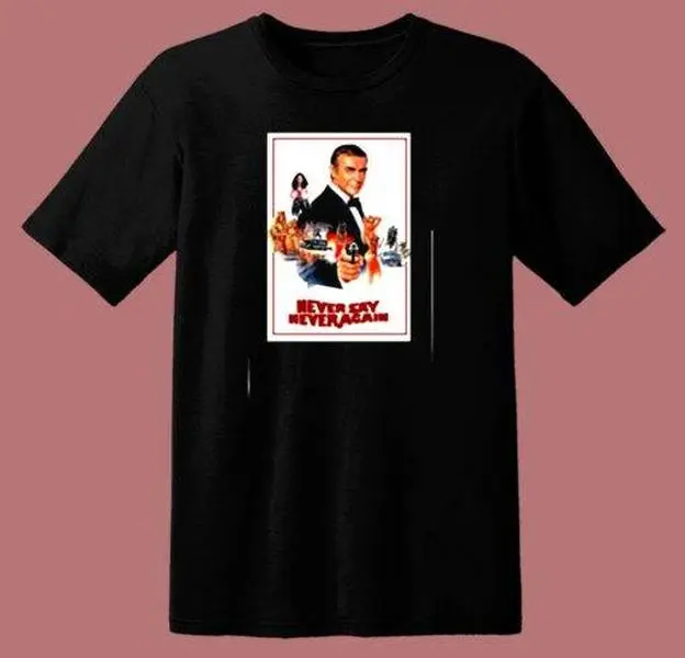 Sean Connery James Bond 007 Never Say Never Again T-Shirt – Vintage 80s Retro Movie Tee, Classic Bond Graphic Shirt for 007 Fans