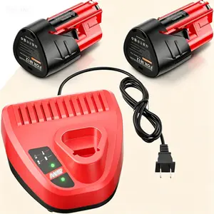 2 Pack 12V 3.5Ah Lithium-Ion Battery and Charger Kit, Rechargeable Replacement for M12 Power Tools, Compatible with 12-Volt Charger Models, Long-Lasting XC Battery with Fast Charging, Reusable Power Source for Cordless Tools
