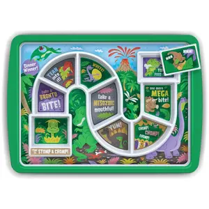 DINNER WINNER Dinosaur Game Plate - Gamified Mealtime Solution for Picky Eaters, Reward-Based Feeding Tray for Kids