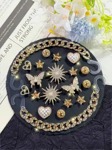 20pcs Chain Butterfly Heart Sun Decorative Shoe Accessories, Cute Rainbow Series for Women's Shoes Sandals Slippers Beach Shoes DIY Decorations Footwear