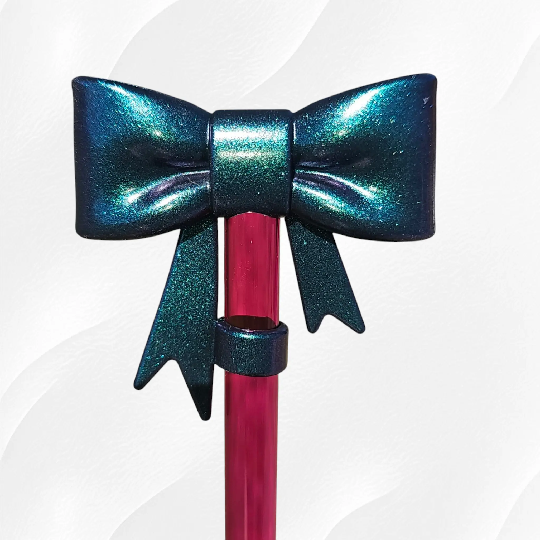 Princess 3D BOW Silicone Straw Topper  - Chameleon Green