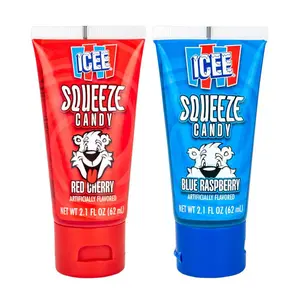 ICEE Squeezable Candy Gel Tubes, Blue Raspberry and Cherry Flavored Squeezable Liquid Candies, Movie Night Snacks or On-The-Go Treats, 2pk , 2.1 Ounce