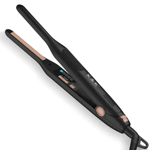 K&K Mini Flat Iron for Short Hair 3/10 inch Small Hair Straightener for Pixie & Beard creamic Flat Iron for Women Dual Voltage, Auto Shut Off Small flat iron, Hairline Edges Styling, Instant Hair Styling Curlers & Straighteners, Flawless, Handle
