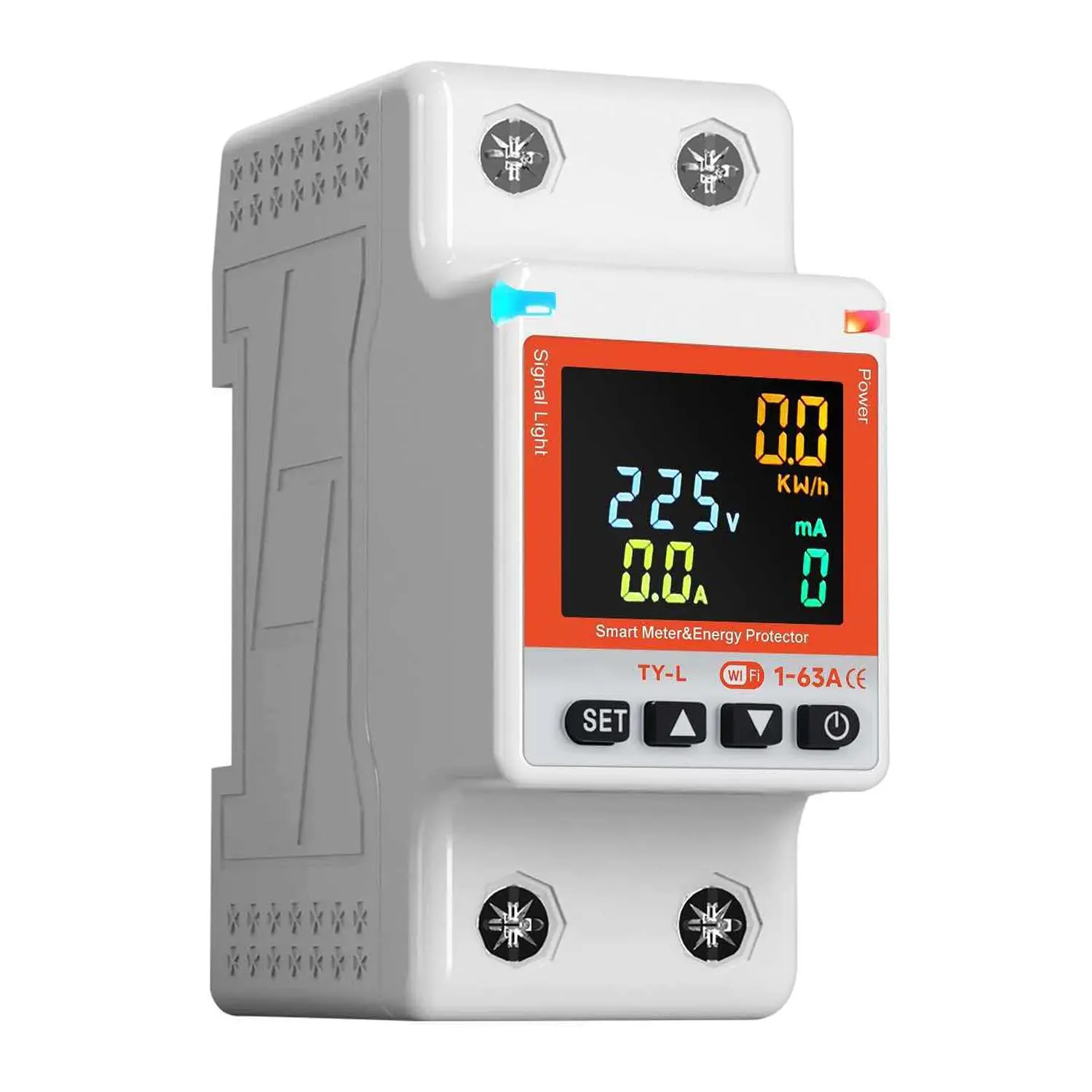 WiFi Voltage Protector, Wide Voltage AC 90V–300V, 63A Smart Circuit Breaker| Smart Life/Tuya APP Remote Control Monitor Voltage Power Energy, DIN Rail Mountable
