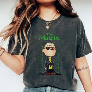 The Matrix Charlie Brown T-Shirt, Vintage Matrix Movie Shirt, Funny Cartoon Mashup Tee, Retro Sci-Fi Unisex Clothing