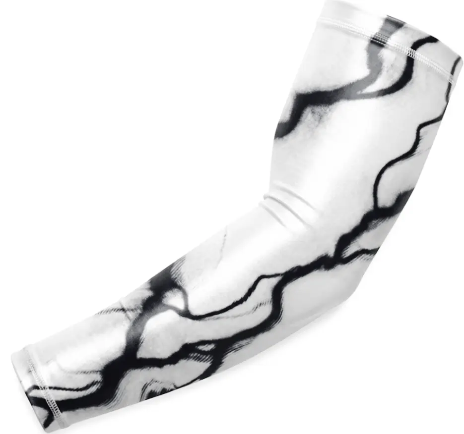 Baseball Performance Compression White Arm Sleeve Black Lightning