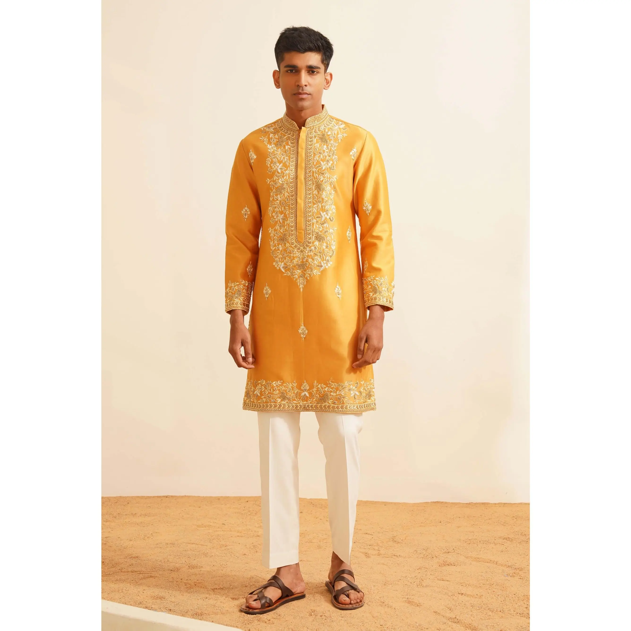 Mustard yellow falgun kurta and pant