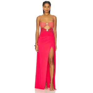 Lovers and Friends Nika Maxi Dress in Pink And Coral Shine