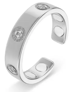 MagnetRX Ultra Strength Crystal Magnetic Ring For Women (Color:Silver)