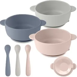 Silicone Baby Feeding Set, 6PCS Baby Bowls with Suction & Spoons Set for Babies & Toddlers, BPA Free Baby Led Weaning Supplies, Non-Slip Suction Bowls, Infant Feeding Utensils, Microwave & Dishwasher Safe