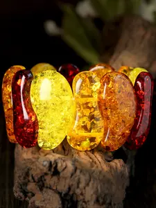 Boho Style Irregular Gradient Bracelet, Vintage Artificial Amber Pumpkin Chain, Trendy Halloween Party Jewelry, All Seasons Fashion Accessory