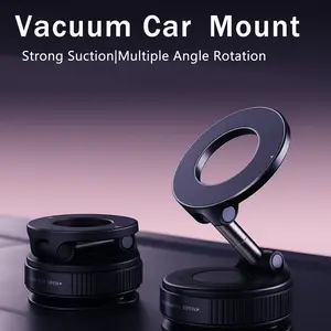 Magnetic Car Phone Holder – Dual Vacuum Suction, Strong Magnetic Mount, 360° Adjustable Rotation