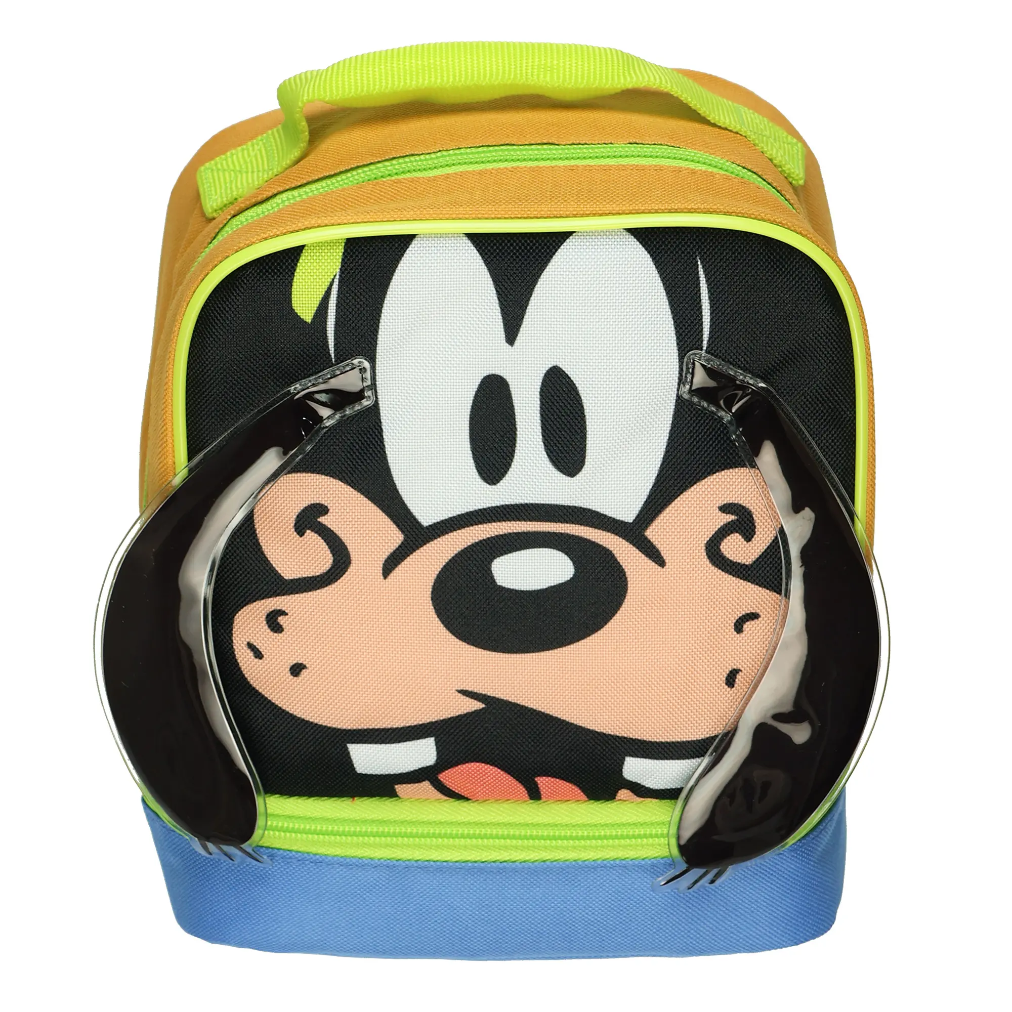 Disney Goofy Lunch Box Character 3D Ears 9" Insulated Dual Compartment Tote, One Size, Cute Lunch Bags