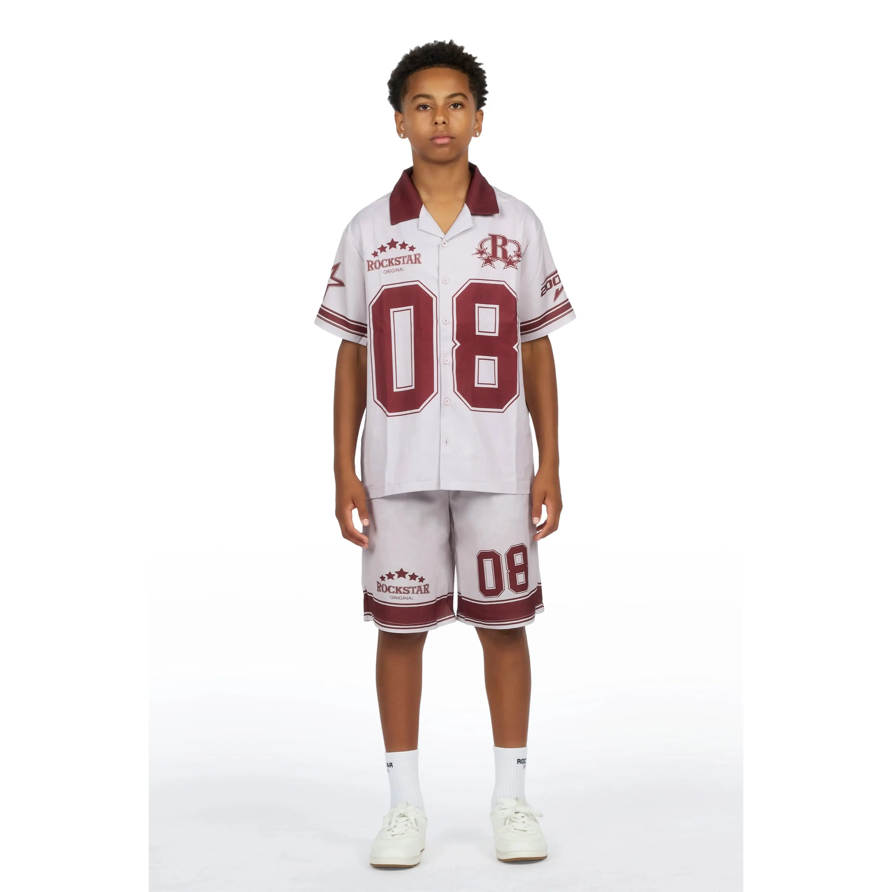 Boys Tim Beige Button Down T-Shirt/Short Set