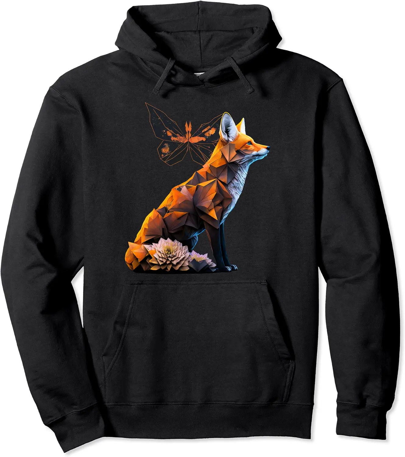 Fox Butterfly Motif Art Animal Fox Pullover Hoodie - Nicolekhach Shop 89B0C2QNJT9L