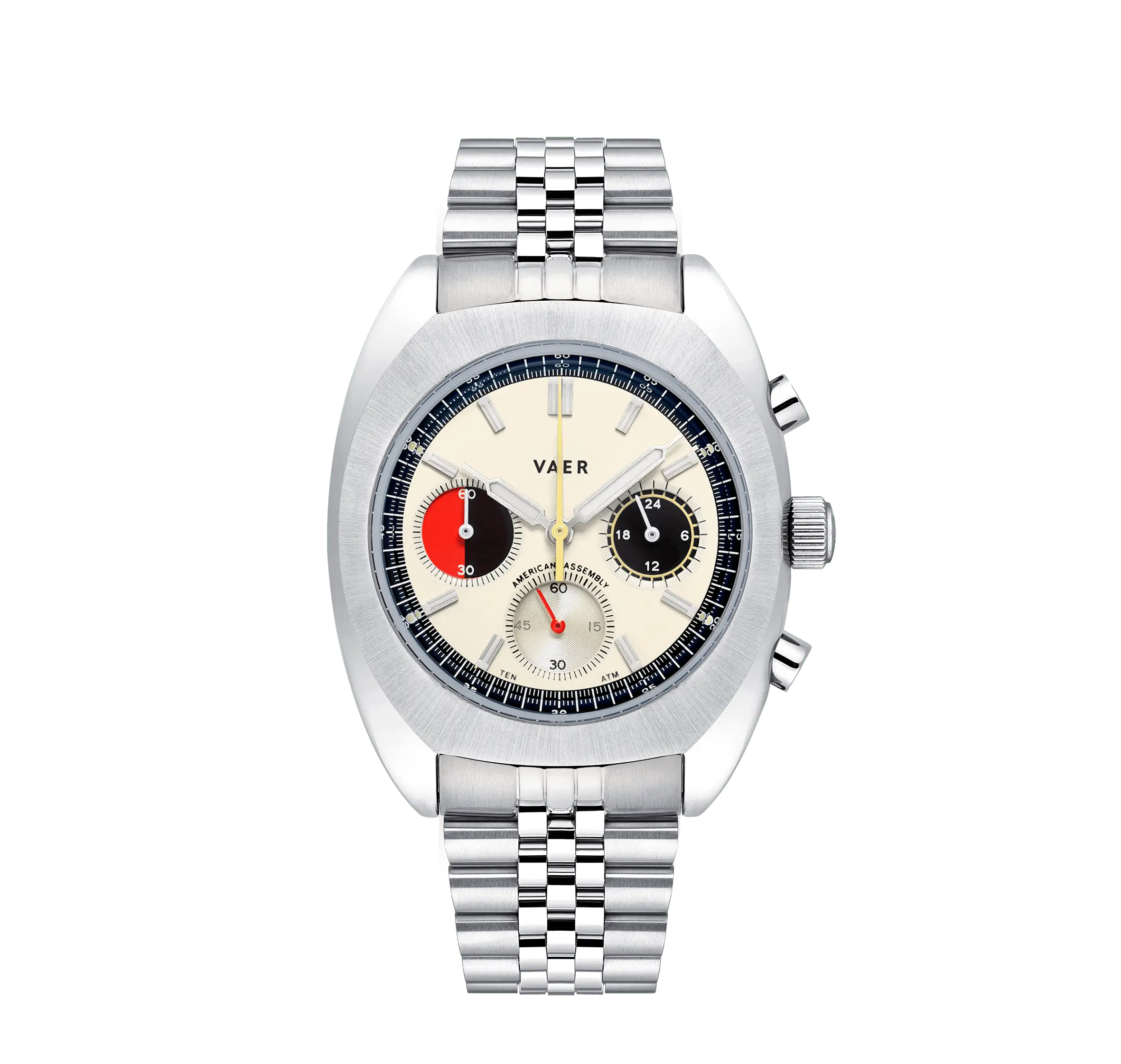 R1 Racing Chronograph Cream Watch - 38mm USA | Classic Quartz Watch with 100m Water Resistant, Interchangeable Straps & Stainless Steel Case - Durable Outdoor Wristwatch for Men - Perfect for Surfing, Diving & Mountain Biking