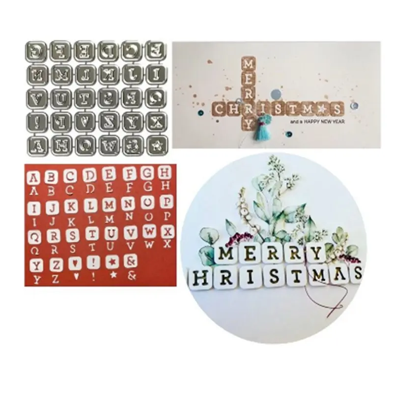 Alphabet Metal Cutting Die Set - Uppercase letters, symbols & decor elements, fits die-cut machines, ideal for holiday card text, journal layout, scrapbook embellishment, Scrapbooking, creates personalized crafts, a tool for Christmas/New Year projects