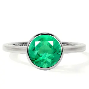 Bezel Set Round Emerald Solitaire Ring (1.25cts.)- REM002-7X7-AA