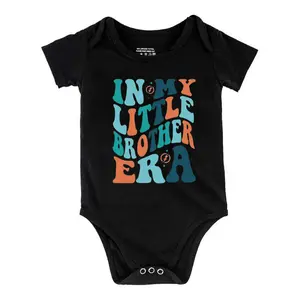 In My Little Brother'S Era Print Bodysuit, Casual Short Sleeve Romper, Baby  Outdoor ClothingB1108-043