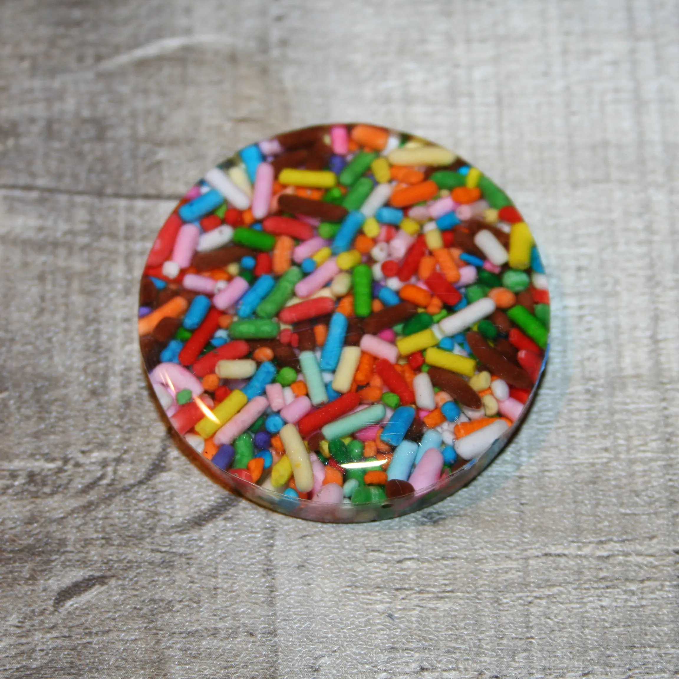 Handmade Pocket Hug Resin Rainbow Sprinkles 1 3/4" Calming Worry Stone Meditate