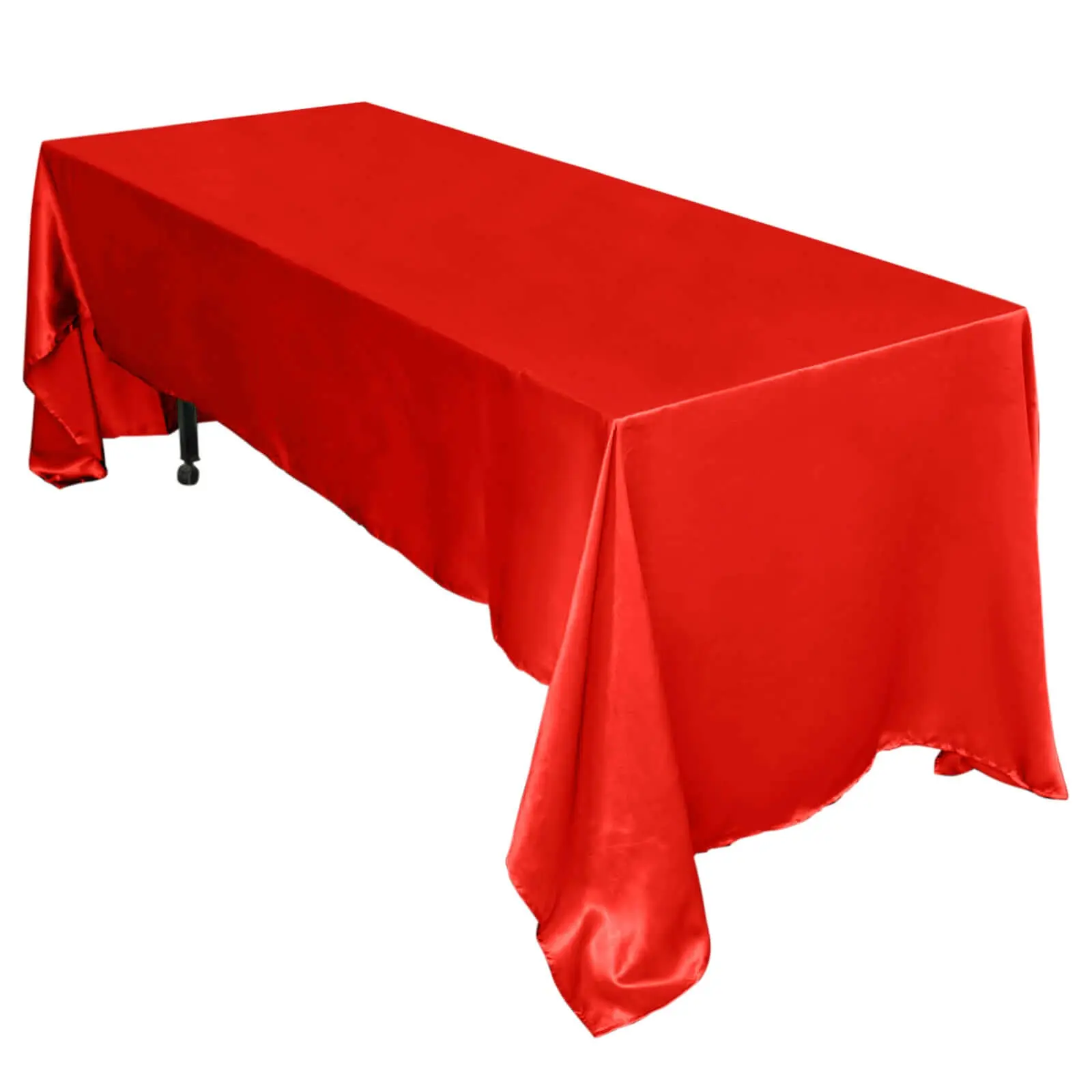 Red Satin Rectangular 60"x126" Tablecloth - Smooth, Lustrous Outdoor Table Cover for Decoration