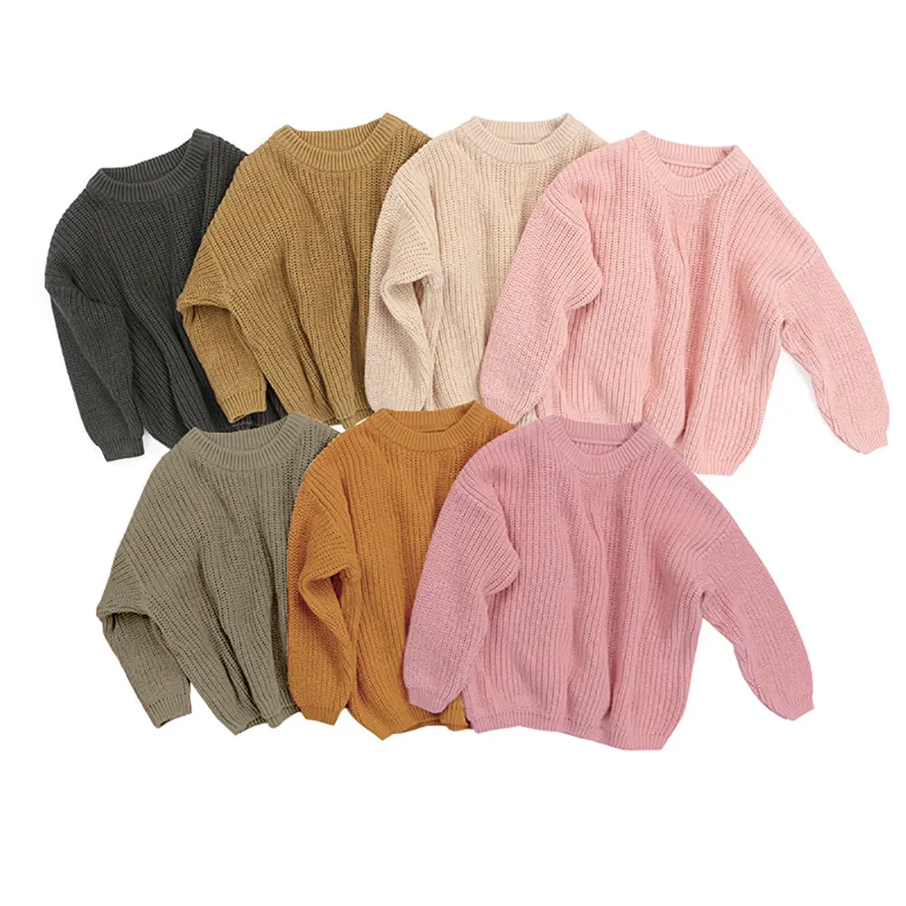 Toddler Baby Girl Boy Knit Sweater Round Neck Long Sleeve Pullover Sweatshirt Fall Winter Clothes