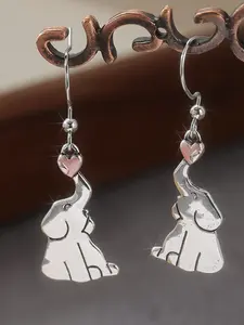 Vintage Hand-Carved Elephant Earrings, Cute Animal Jewelry, Creative Gift for Women, Perfect for Holiday Parties, All Seasons