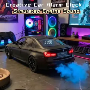 1:24 Scale Alloy Car Model Sound Alarm Clock, Engine Roar & Spray Effect, Personalized Creative Electronic Alarm Clock, Perfect Wake-Up Helper, Desktop Car Model Decoration