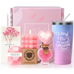 Gifts for Women, Birthday, Thank You Gifts for Women Mom Wife Sister Girlfriend Her -Pink Rose Spa Gift Basket Set