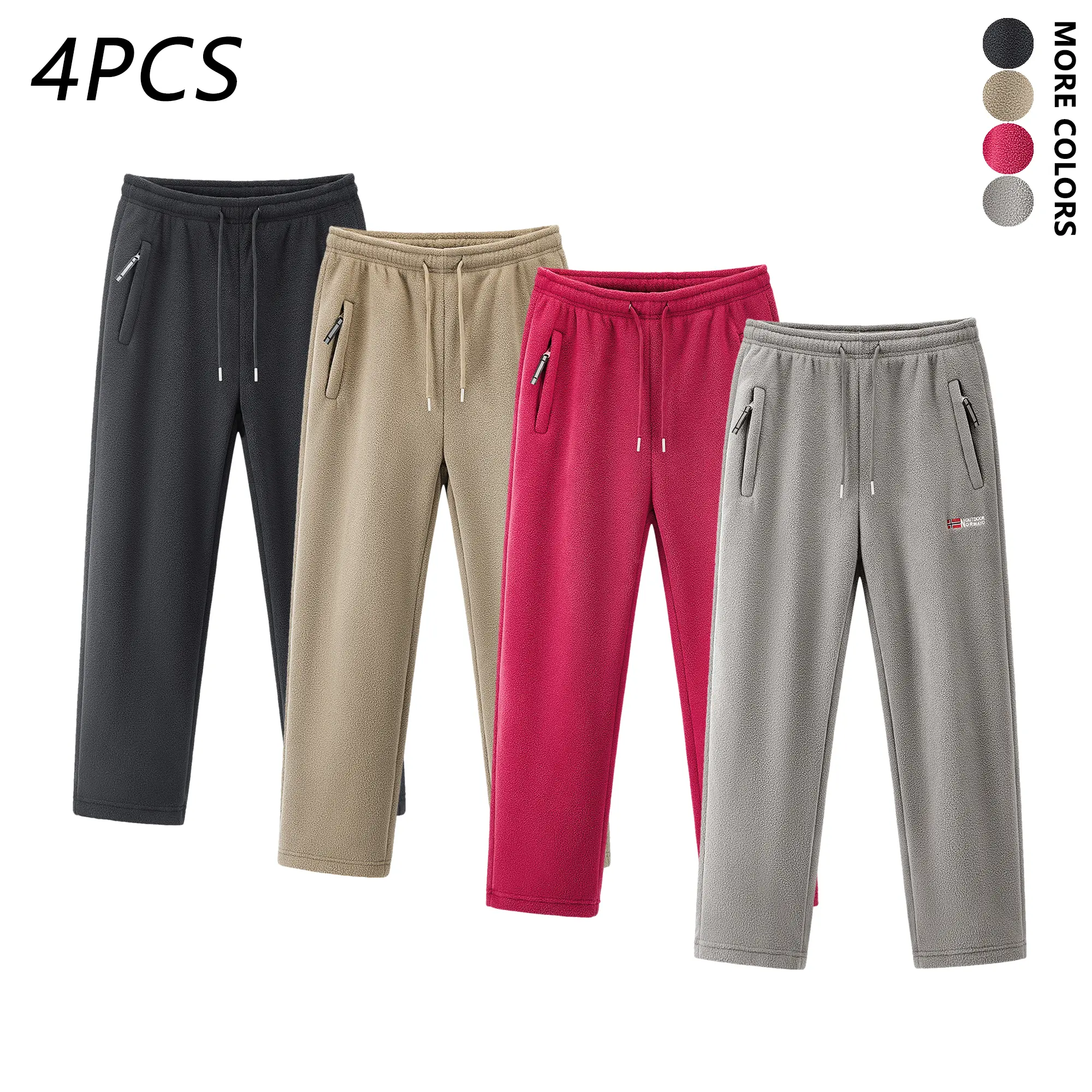 Men's Fleece-Lined Thick Warm Long Menswear Pants - Loose Straight Leg, Plus Size Winter Thermal Fabric Trousers for Casual Hiking, Skiing Cold Weather Use
