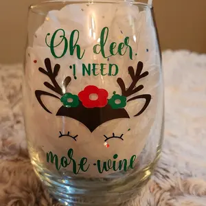 Oh Deer I Need More Wine Stemless Wine Glass