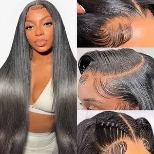 MORE FACE 13x6 Lace Front Wigs Human Hair Pre Plucked Straight Lace Front Wigs HD Lace Frontal Wigs Human Hair for Women Natural Black with Baby Hair