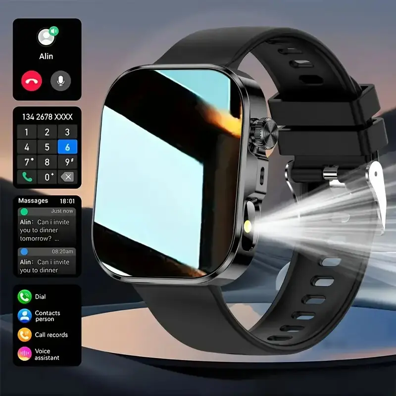 2025 Durable Universal Smartwatch - Built-in Bluetooth, 2.01-inch HD Screen, Magnetic Rechargeable Charging, Wireless Phone Call, Pedometer, Calorie Tracker, Weather & Clock Display, 5 Sports Modes, Compatible with iOS/Android for Men Women