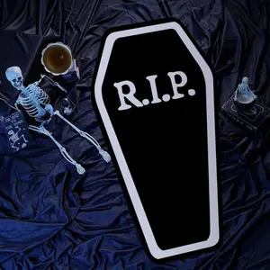 Letter & Coffin Pattern Carpet, 1 Count Non-slip Washable Soft Floor Mat, Decorative Rugs for Home Living Room Bedroom Kitchen Bathroom