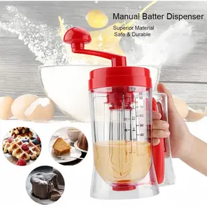 Pancake Batter Dispenser Precision Cupcake Dispenser with Mixing Function and Measuring Scale ABS Food-Grade Waffle Cookie Batter Separator (Red)