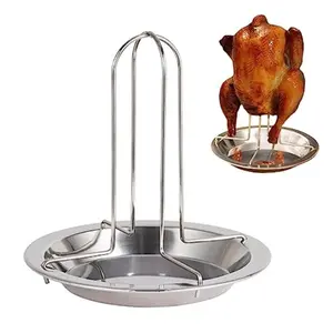 Outdoor Charcoal Chicken Roaster & Grilling Pan, Non-Stick Vertical Skewer Style, Foldable Portable Detachable with Drip Pan, Barbecue Accessories